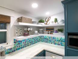 L-shaped floating shelves in kitchen example 3